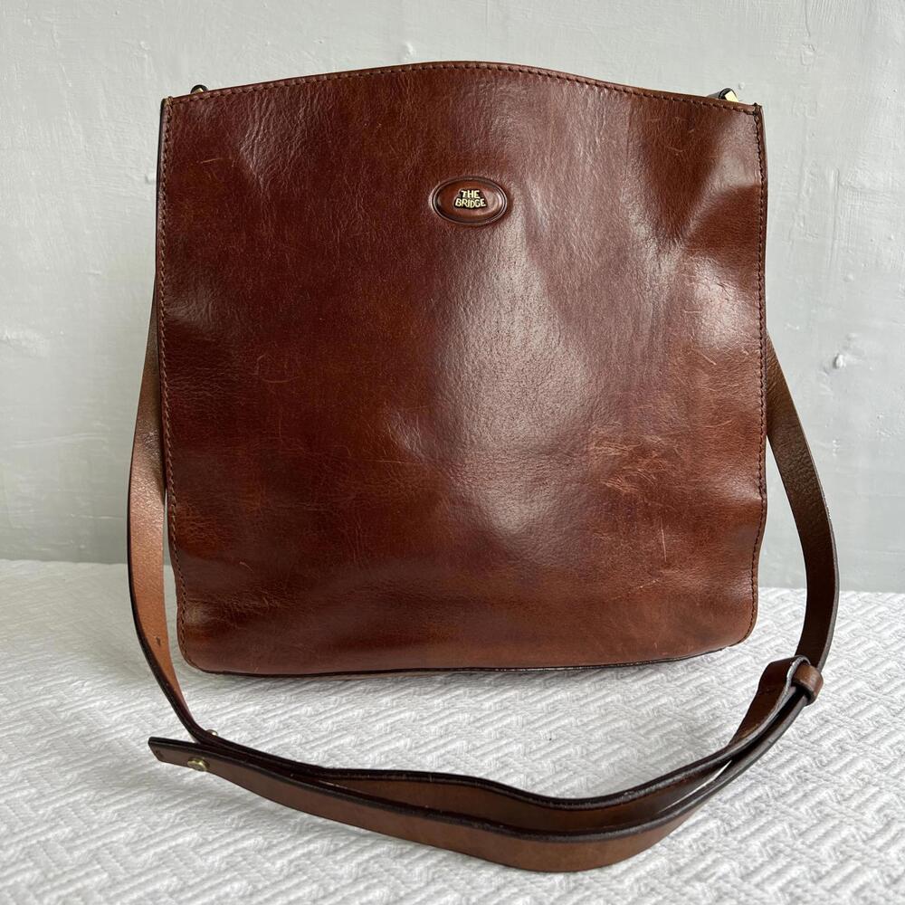 The Bridge Brown Leather Crossbody Bag Italian Academia Quiet Luxury Prep Purse - Picture 3 of 15